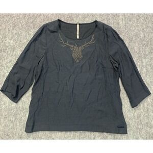 Cop Copine Mosaic Women's Gray 3/4 Sleeve Top Shirt - Size L (EU 40)